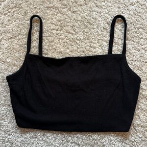 Joah Brown Black Ribbed Crop Top